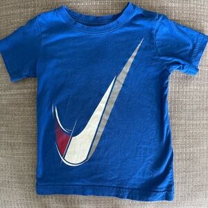 Nike Blue Kids Tee with Silver and Red Swoosh